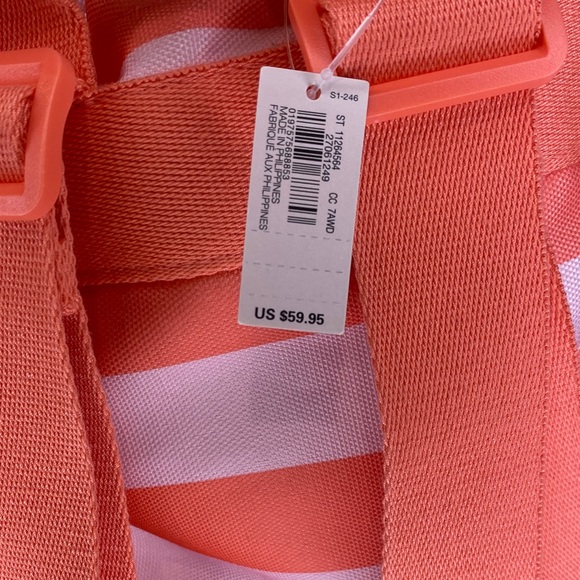 Victoria's Secret Coral and Light Pink Striped Backpack Lunchbox - Picture 4 of 4